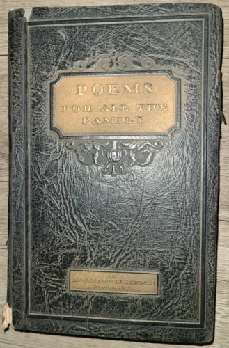 SIGNED! Vtg Leather Book, Poems For All The Family by Edward Breene Grimes, 1929
