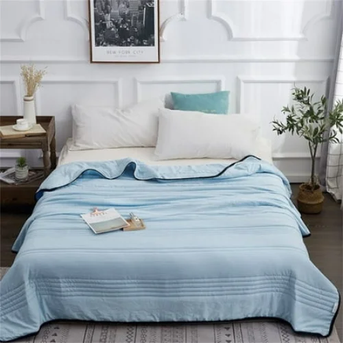 100% Cotton Direct Cooling Blanket for Hot Sleepers, Full Size Lightweight Breathable Summer Quilt
