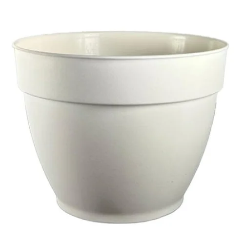 Jacinto Recycled Plastic Planter, 6 Inch Opening Diameter, Cream Color, UV and Frost Resistant