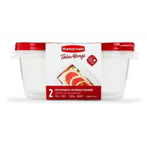 2 Pack 8 Cup Rubbermaid Takealong Food Storage Containers - BPA Free, Microwave, Dishwasher, and Freezer Safe