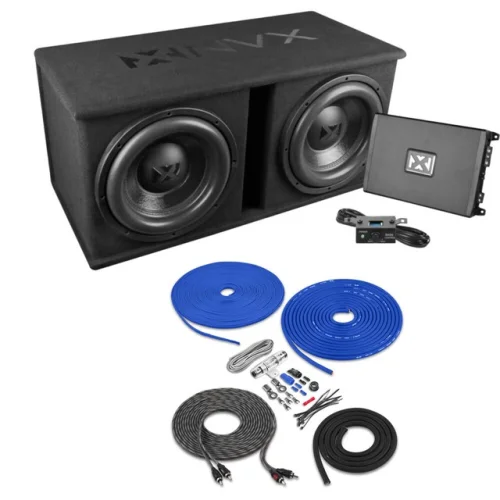NVX NPKG212 500W RMS Dual 12" Subwoofer Bass Package with Amp Kit