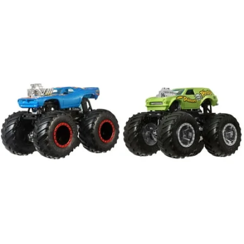 2 Hot Wheels Monster Trucks Demolition Doubles 1:64 Scale Toy Trucks (Styles May Vary)