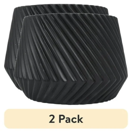 2 Pack Better Homes and Gardens 6 in Black Ceramic Ridge Planter for Succulents and Houseplants