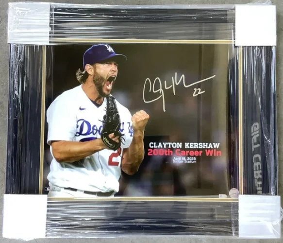 Clayton Kershaw Signed Autographed 16X20 Photo Custom Framed MLB 200 Career Win