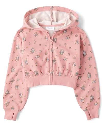 The Children's Place Girls Active Long Sleeve Hooded Sweatshirt Pink Kiss XX-Large