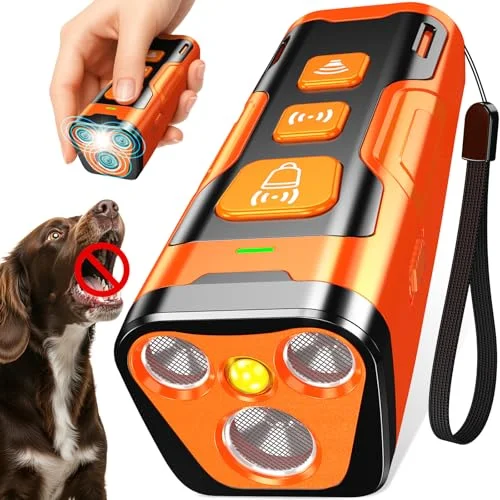 YUYQA Dog Bark Deterrent Device, 3X Ultrasonic, 6 Modes, 23 FT Range, Rechargeable Bark Control