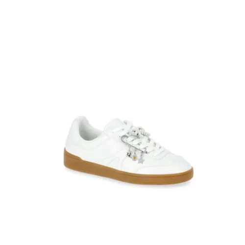 No Boundaries Women's Lace-Up Sport Sneakers with Charms - Comfortable Casual Shoes for Everyday Wear