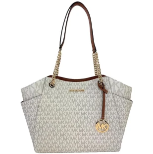 Michael Kors Jet Set Travel Large Logo Tote, Vanilla
