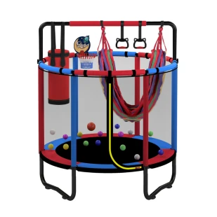 Mini Trampoline for Kids with Basketball Hoop, SEGMART 55'' Indoor Outdoor Toddler Trampoline with Enclosure Net