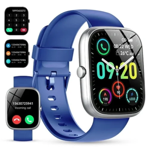 Smart Watch Fits for Android and iPhone, 1.91-inch Fitness Tracker with 120 Sports Modes, Blue