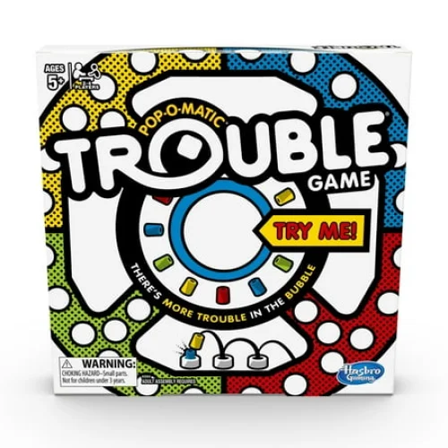 Hasbro Trouble Board Game for 2-4 Players, Ages 5+, Family Game, Teacher School Supplies