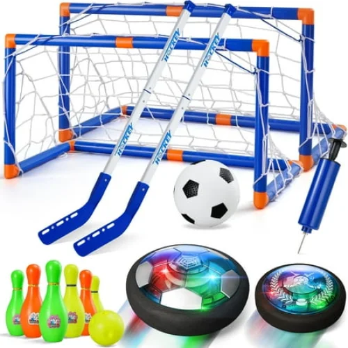 3-in-1 Hover Hockey Soccer Ball Set with LED Lights for Kids Aged 3-12
