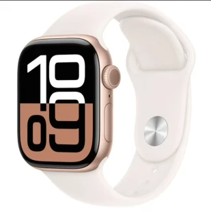 Apple Watch Series 10 GPS + Cellular 42mm Rose Gold Aluminum Case with Light Blush Sport Band - M/L