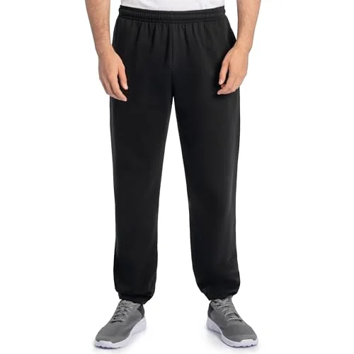 Fruit Of The Loom Men's Eversoft Fleece Elastic Bottom Sweatpants with Pockets, Black, XX-Large US