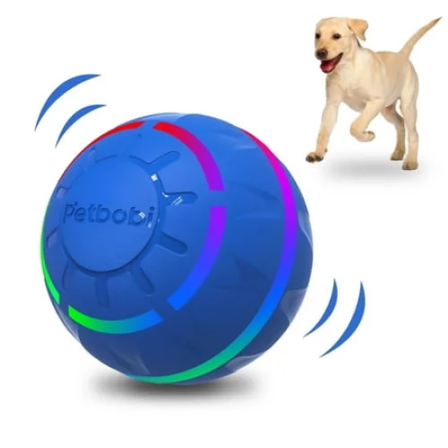 Petbobi Interactive Toy Dog Ball with LED Light, USB Rechargeable, for Medium or Large Dogs