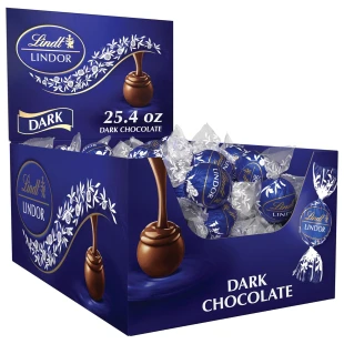 Lindt LINDOR Dark Chocolate Candy Truffles with Smooth, Melting Truffle Center, Christmas Chocolate, 25.4 oz., 60 Count Box