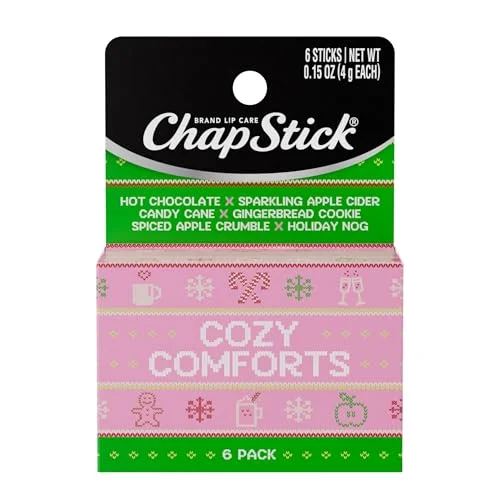 6 Pack ChapStick Stocking Stuffers Cozy Comforts Lip Balm Holiday Gift Set, 0.15 OZ Each