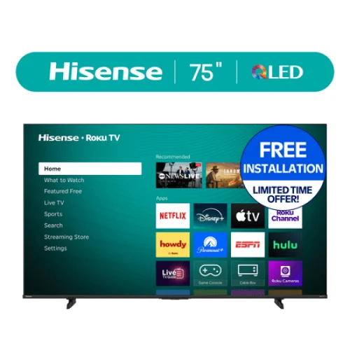 Hisense 75" Class H5 Series QLED 4K UHD Roku Smart TV (75H5QBR, 2025 Model)