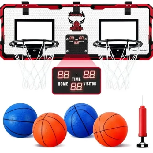 Ayieyill 2 Player Indoor Mini Basketball Hoop for Door with 4 Balls and Accessories