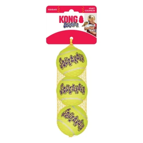 3-Pack KONG SqueakAir Balls Dog Toy, Medium - Durable Fetch Toy with Non-Abrasive Felt