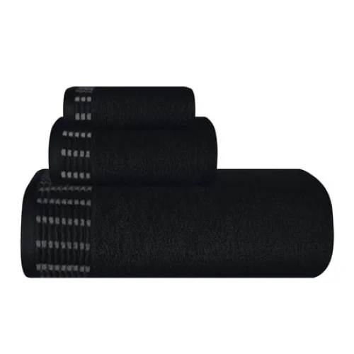 3 Pack BELIZZI HOME Ultra Soft Cotton Towel Set - Bath, Hand, Wash Cloth - Black