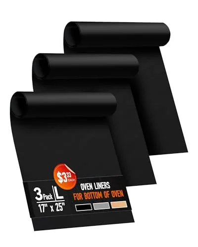 3 Pack 17x25" Oven Liners - Reusable Non-Stick Mats for Electric, Gas, Toaster & Convection Ovens