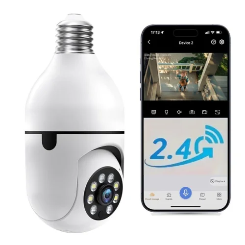 2MP Wireless Light Bulb Security Camera 2.4G WiFi Outdoor Home Bulb Camera 1080P