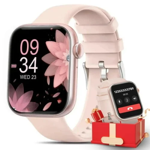 Mingdaln 1.85-inch Smartwatch with Bluetooth, 120+ Sports Modes, IP68 Waterproof Fitness Tracker (Pink)