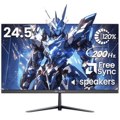 CRUA 24.5 Inch 200Hz FHD Gaming Monitor, 1920x1080, IPS, Freesync, DP/HDMI, Speakers
