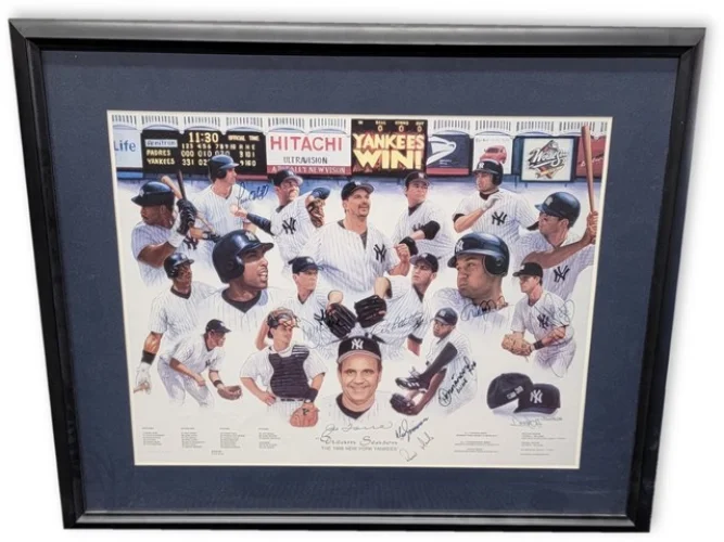 Derek Jeter Mariano Rivera + 9 Signed Auto Framed 16x20 Photo 1998 World Series