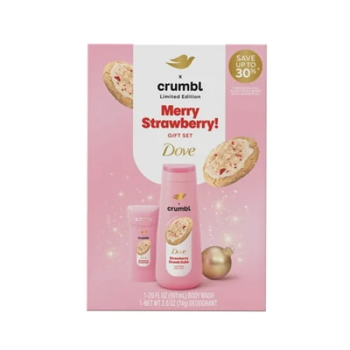 2 Count Dove Crumbl Limited Edition Body Care Gift Set Strawberry Crumb Cake
