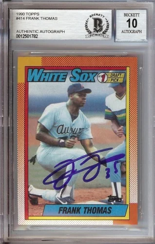 Frank Thomas 1990 Topps Signed Rookie Card RC BGS 10 Auto Slabbed #414 RC