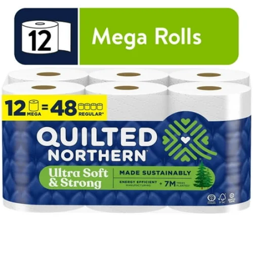 12 Mega Rolls Quilted Northern Ultra Soft & Strong 2-Ply Toilet Paper - 3540 Sheets Total