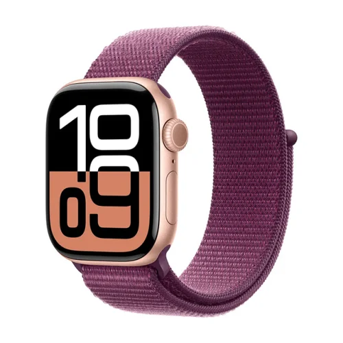 Apple Watch Series 10 42mm GPS Rose Gold w Plum Sport Loop MWWK3LW/A 2024