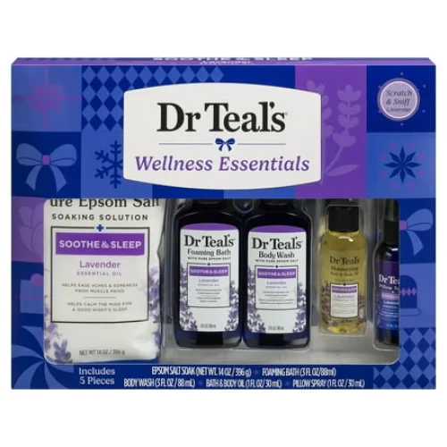 5 Piece Dr. Teal's Soothe & Sleep Lavender Bath & Body Gift Set with Essential Oils