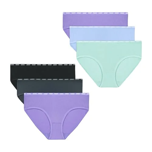 Hanes Girls' Big Moves Breathable Stretch Tween Underwear, Purple/Blue/Mint/Black/Grey