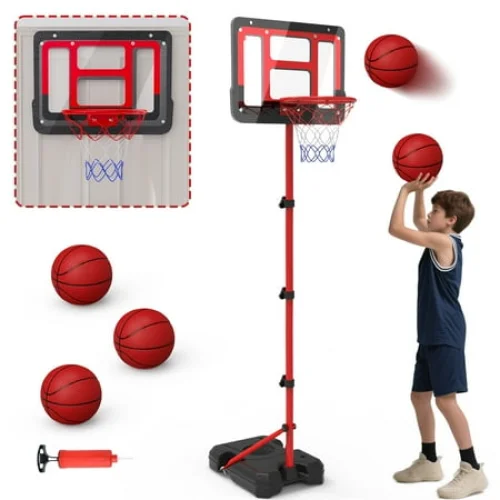 JoyStone Kids Basketball Hoop with Stand, Adjustable Height 3.5FT-6.2FT, Includes Balls & Inflator