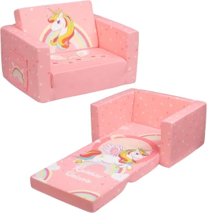 ALIMORDEN 2-in-1 Flip Out Comfy Toddler Couch