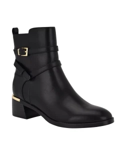 Calvin Klein Jasen Buckle Strap Block Heel Booties