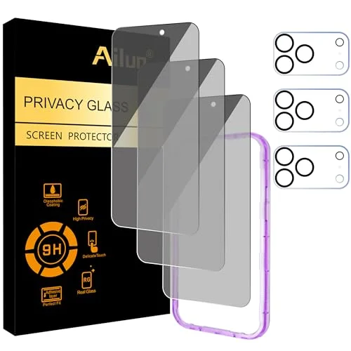 3 Pack Ailun iPhone 17 Pro Max Privacy Screen Protector with Camera Lens Protectors, 6.9 inch