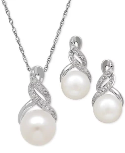 Diamond & Cultured Freshwater Pearl Accent Set