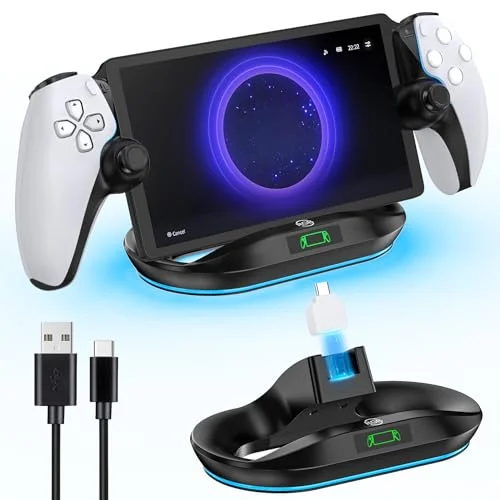 Charging Stand for PS Portal Remote Player with Light Modes and Magnetic Connector, Black