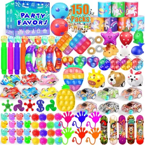 150-Pack Fidget Toys Bulk - Treasure Box Toys for Classroom, Goodie Bags, Prizes, Birthday Holiday