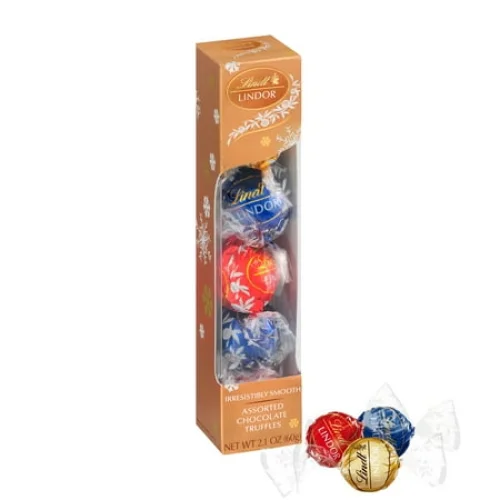 Lindt LINDOR Assorted Chocolate Christmas Candy Truffles Favor Gift, 2.1 oz