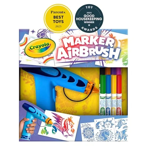Crayola Marker Airbrush Spray Art Kit with 8 Markers & 5 Stencils for Kids, Ages 6+