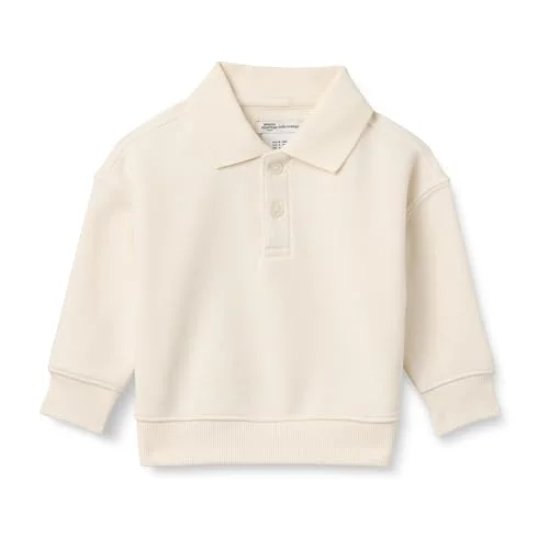 Amazon Essentials x Sofia Grainge Toddler Boys' French Terry Polo Sweatshirt, Ivory, 3T