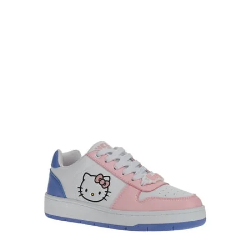 Hello Kitty & Friends Women's Black Casual Court Sneakers - Classic Trainer Style with Screen Print Art