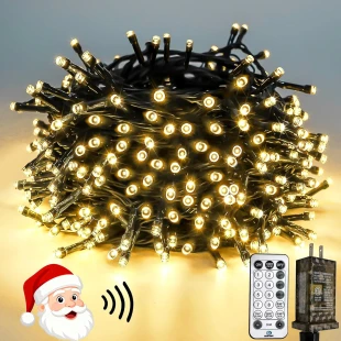 Prime Members: 99' EEW Voice Controlled 300 LED Christmas String Lights (Warm White)