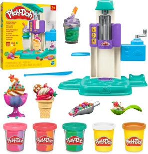 Play-Doh Rainbow Swirl Ice Cream Playset w/ 7 Kitchen Accessories