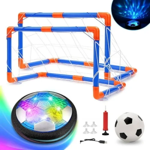 BEEPRINCESS Hover Soccer Ball Set with LED Lights, 2 Goals, and 1 Soccer Ball for Kids Ages 3-12